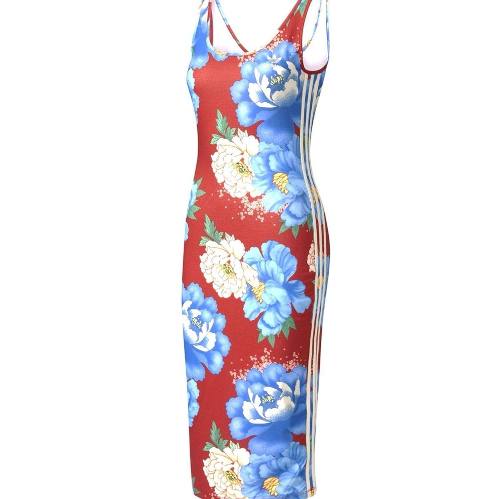 Adidas Originals x FARM Rio Chita Tank Dress Bodycon‎ S Stripes Floral Red Small - Picture 13 of 16